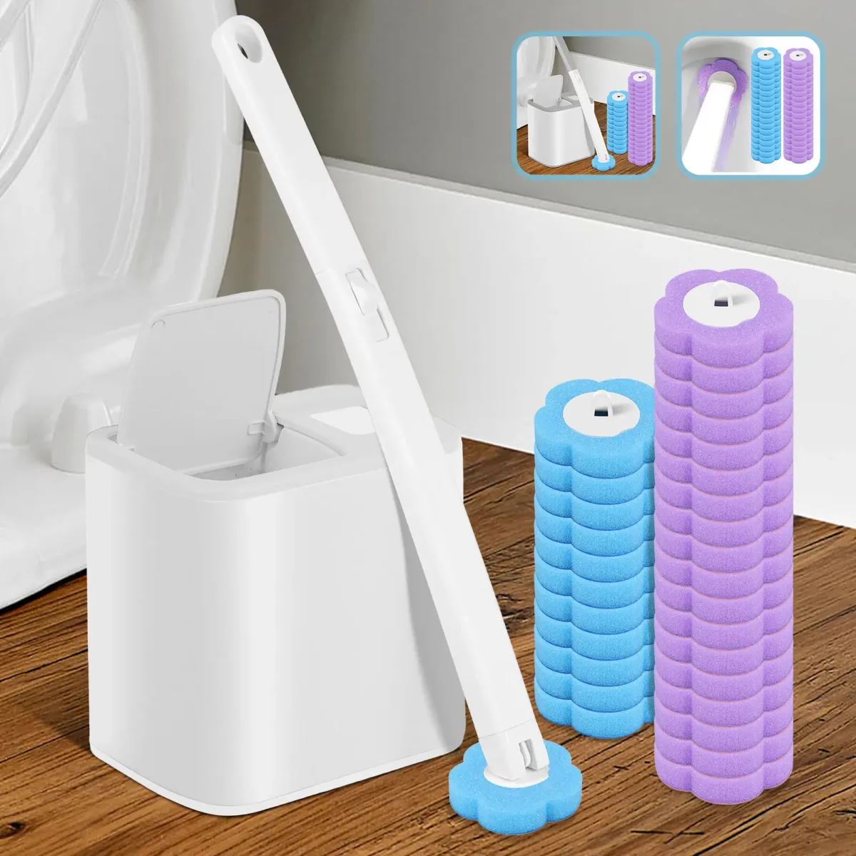 Brosse WC murale jetable à manche extensible