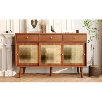Buffet noyer à 3 tiroirs et 3 portes – image 3