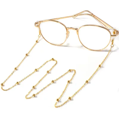 Chaîne de lunettes à perles rondes dorées