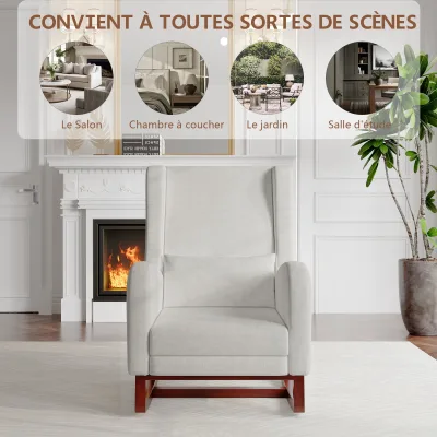 Chaise à bascule grise avec repose-pieds