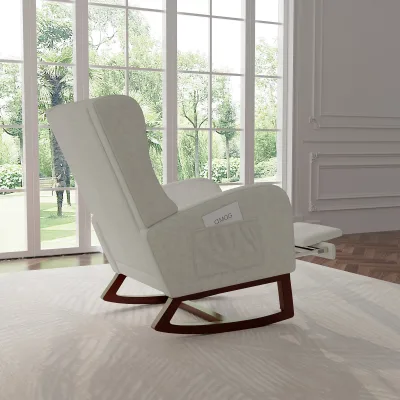 Chaise à bascule grise avec repose-pieds – image 2