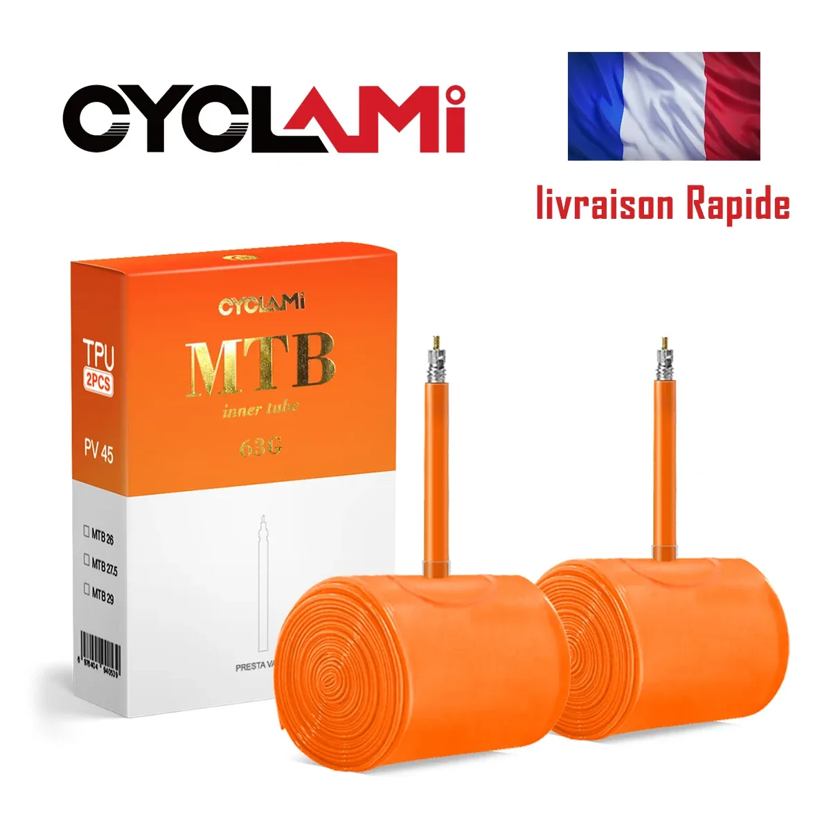 Chambre à air de vélo en TPU, valve française