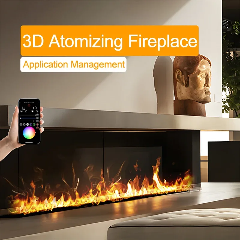 Cheminée décorative à vapeur d'eau, flamme LED