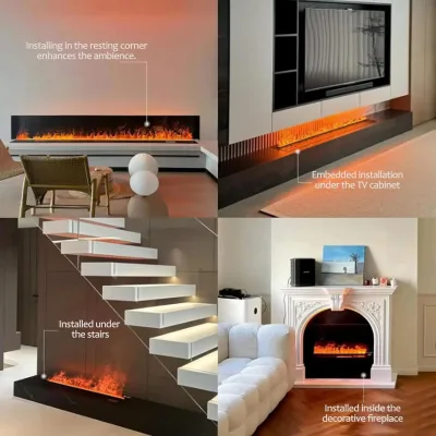Cheminée décorative à vapeur d'eau, flamme LED – image 3