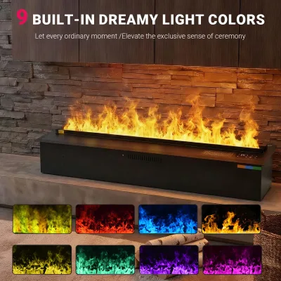 Cheminée électrique à vapeur d'eau, flamme LED – image 3
