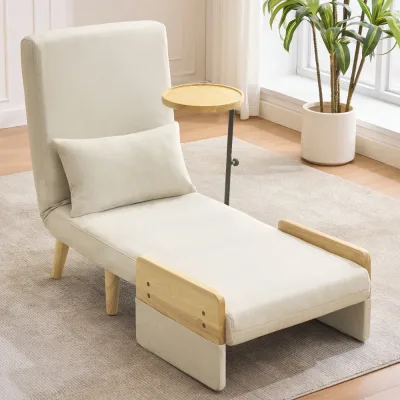 Fauteuil convertible en lin beige, 3 en 1
