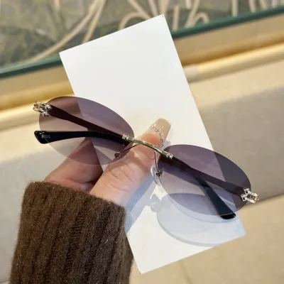 Lunettes de soleil ovales rétro, monture inox – image 3