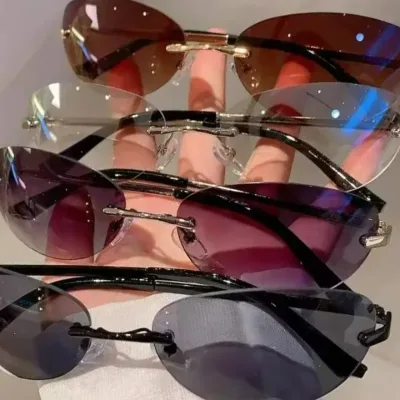 Lunettes de soleil ovales sans monture – image 2