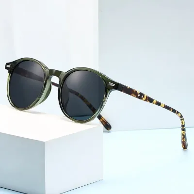 Lunettes de soleil rondes en résine, unisexes
