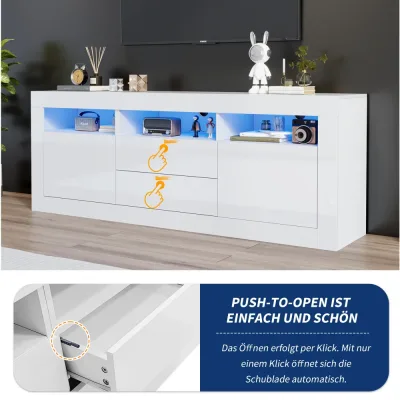 Meuble TV blanc brillant avec éclairage LED – image 3