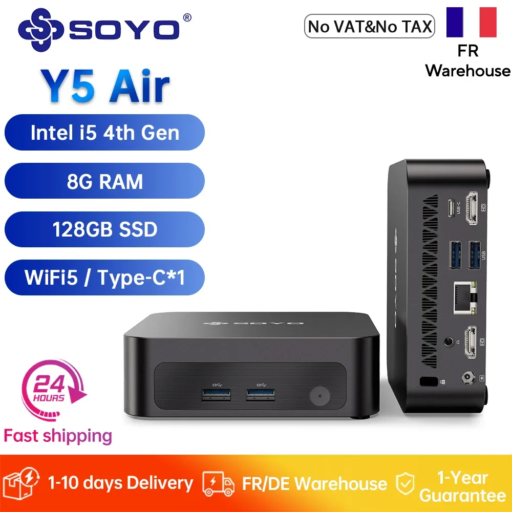 Mini PC de bureau, 8 Go de RAM, SSD 128 Go