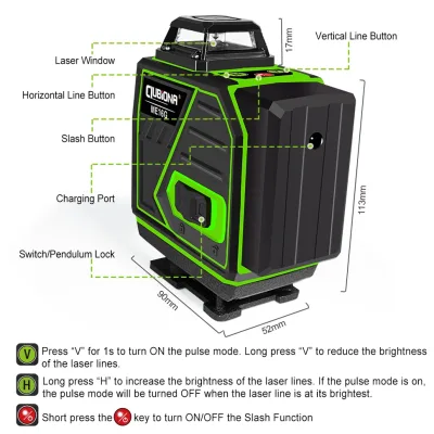 Niveau laser vert 16 lignes 4D avec télécommande – image 2