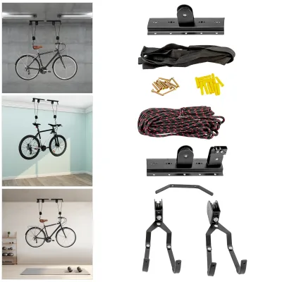 Palan de plafond pour vélo en acier noir