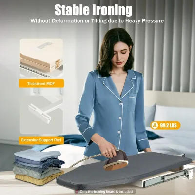 Planche à repasser pliable grise pour armoire – image 3
