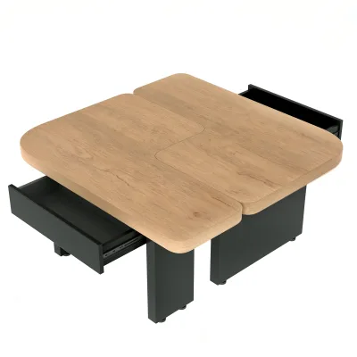 Table basse carrée LED, 2 tiroirs – image 3