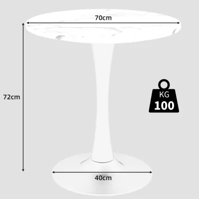 Table basse ronde blanche effet marbre – image 2