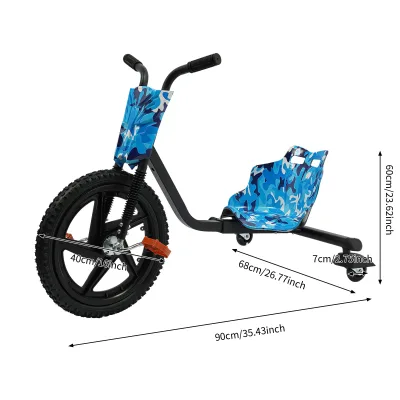 Tricycle de drift enfant camouflage bleu et noir – image 3